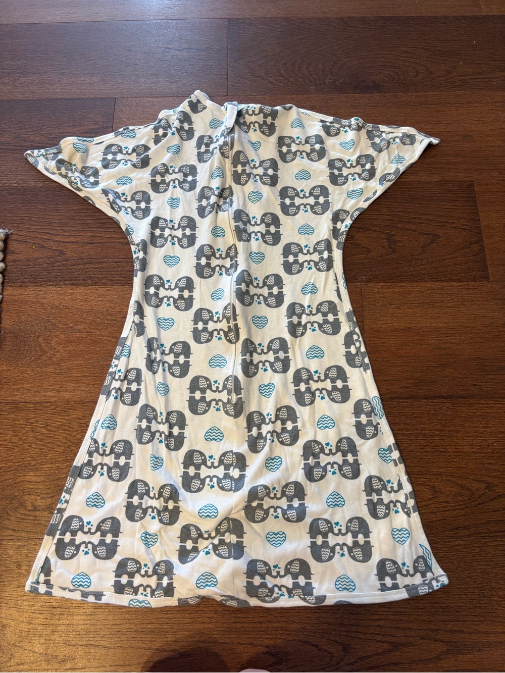 Sleeping Baby 12-24 Month White and Gray Elephant Print Swaddle Sleeper